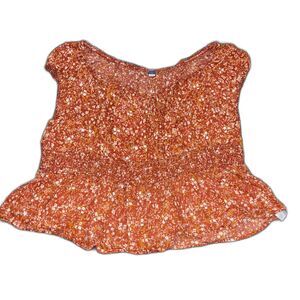Old Navy Orange Floral Peasant Top Size 4X